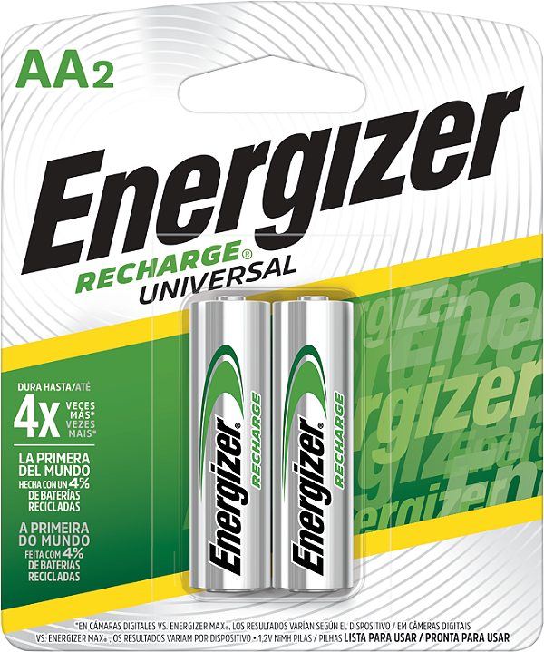 Pilha Recarregável Energizer Universal Aa 2 Pilhas
